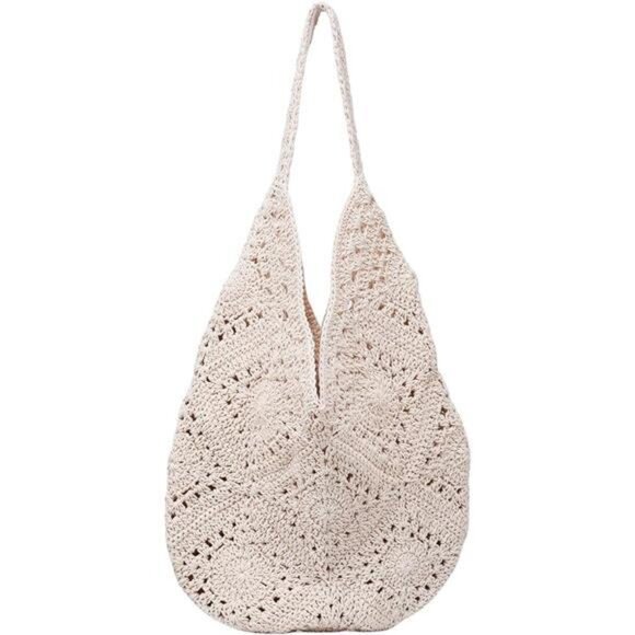 Crochet Beach Bags for Women Beige - Picture 7 of 7